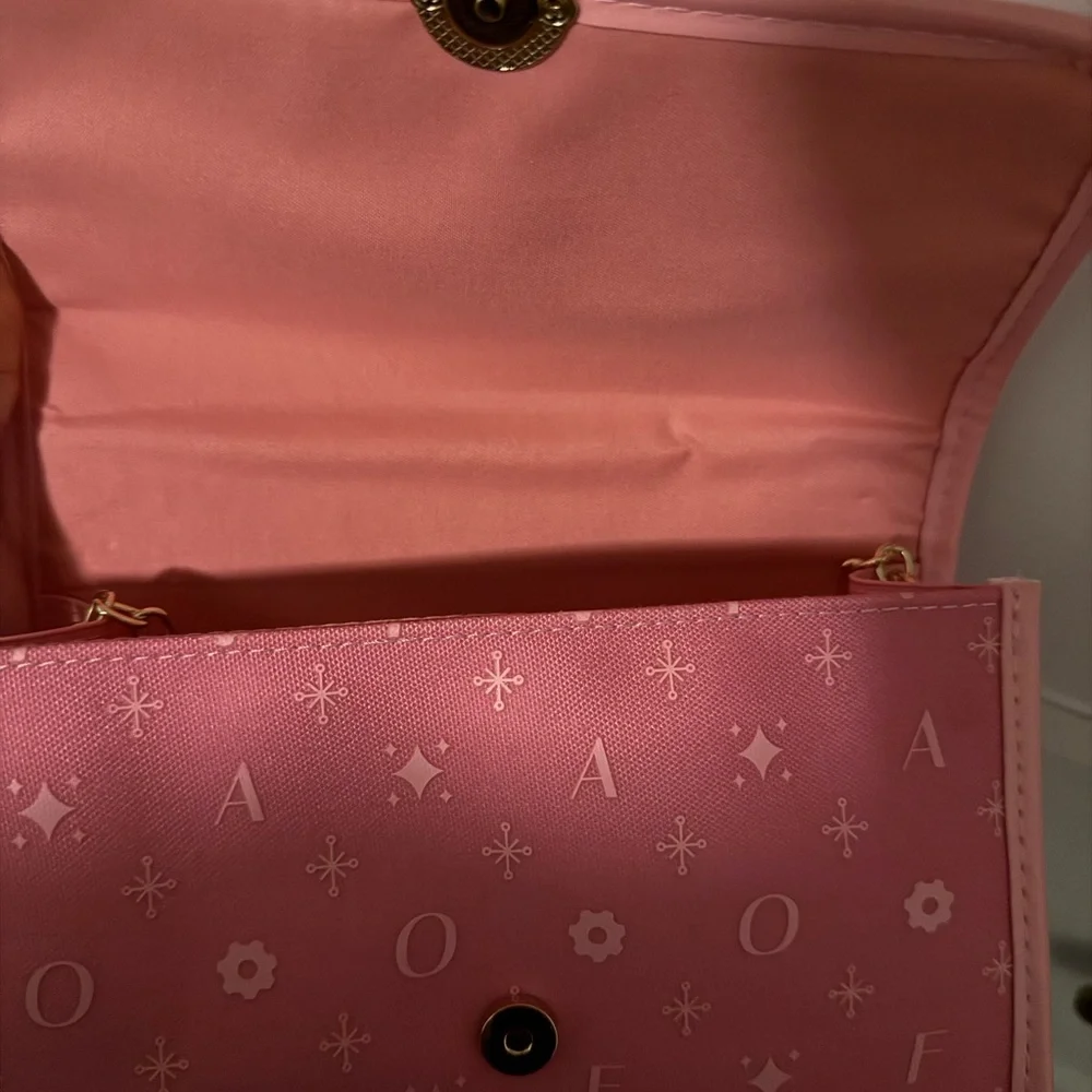 FAO SCHWARZ Pink bag with pompom keychain and sunglasses NWT